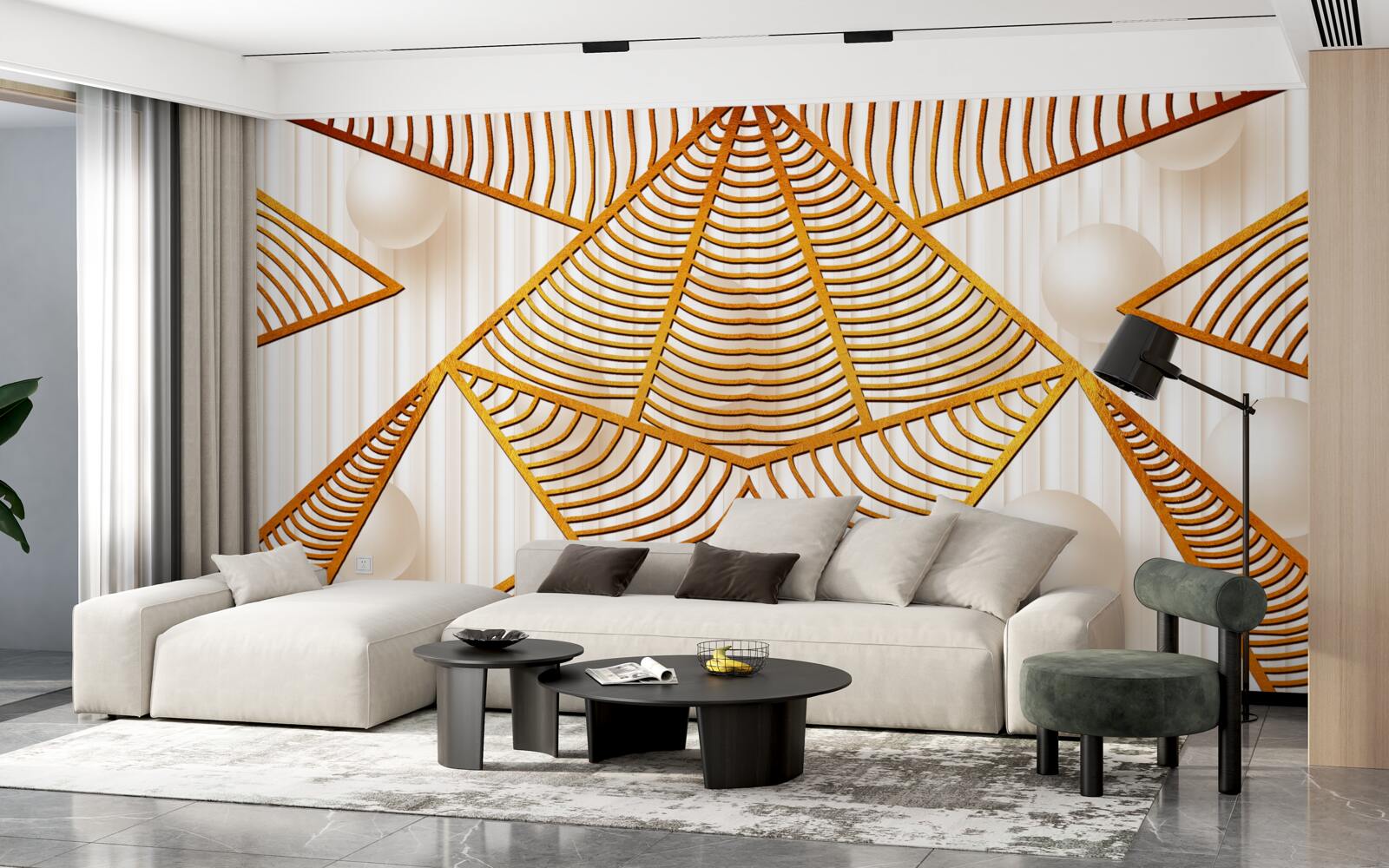 Fototapet model geometric auriu