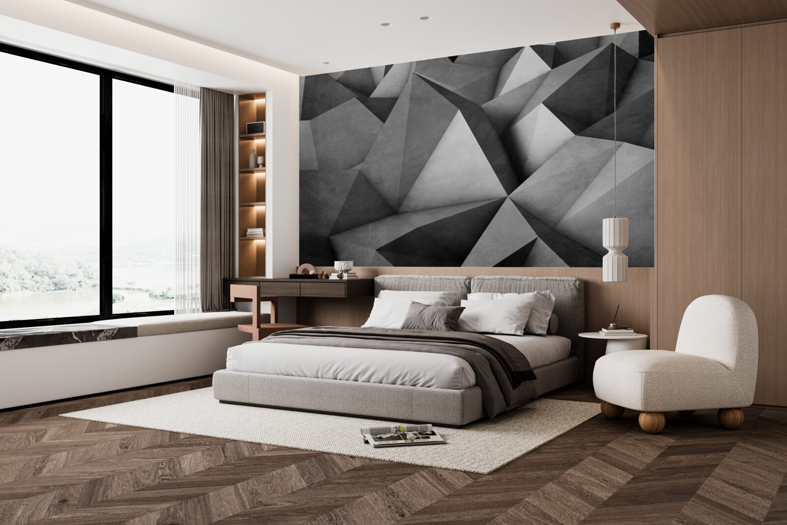 Fototapet triunghiuri gri mari, generoase