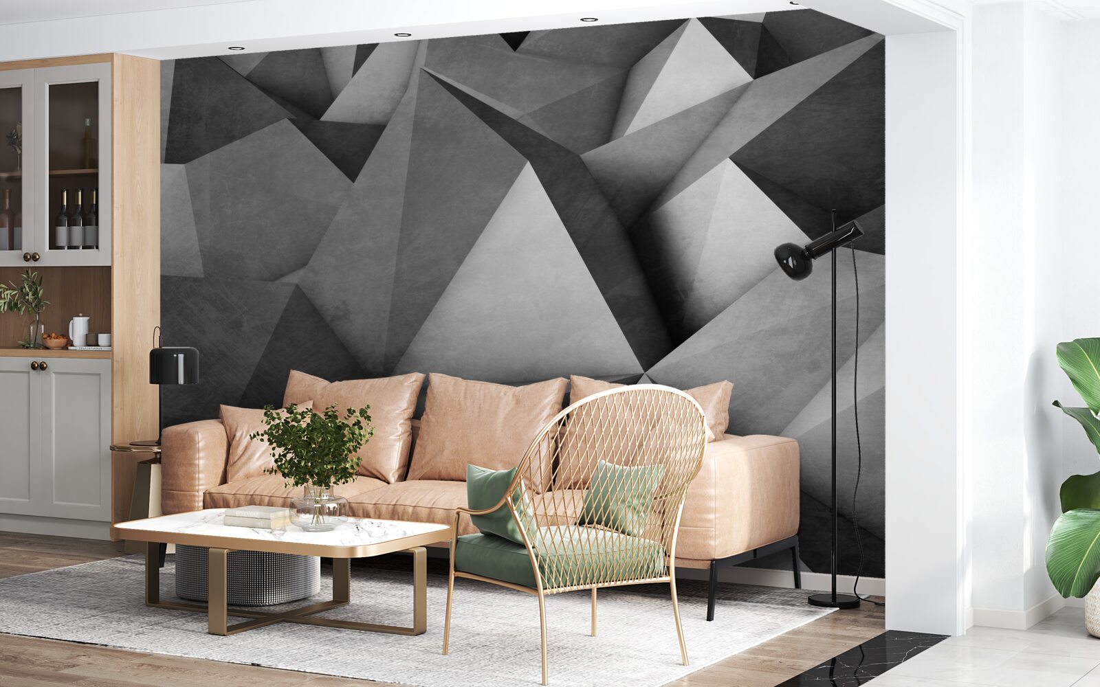 Fototapet triunghiuri gri mari, generoase