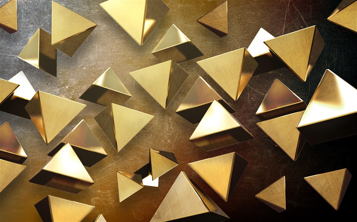 Fototapet triunghiuri aurii mici, extinse