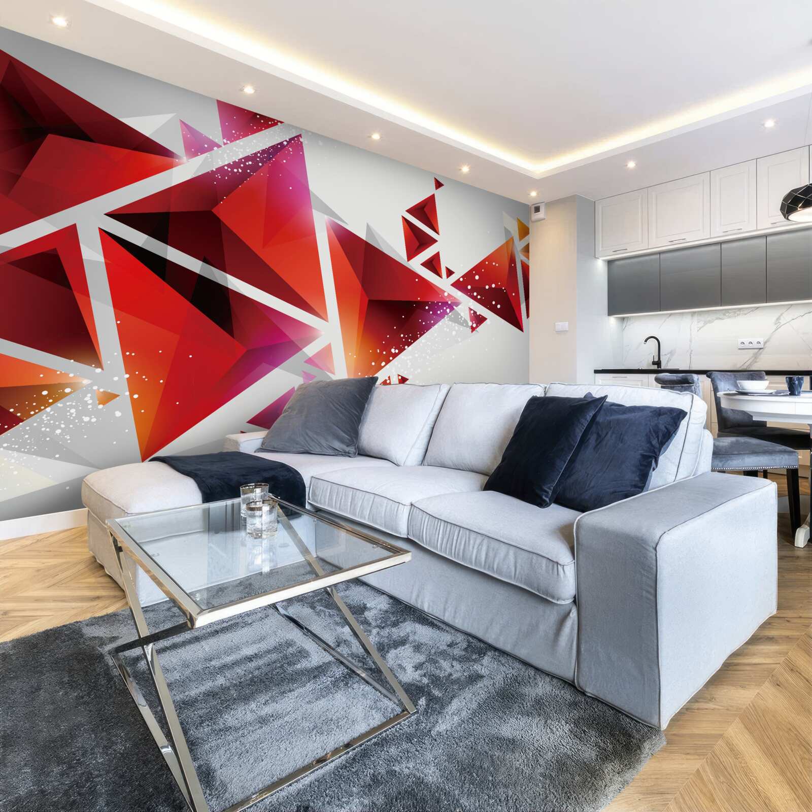 Fototapet triunghiuri cu mult roșu