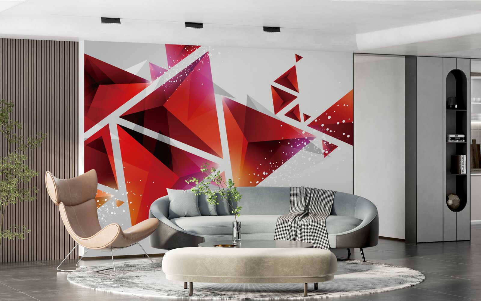 Fototapet triunghiuri cu mult roșu