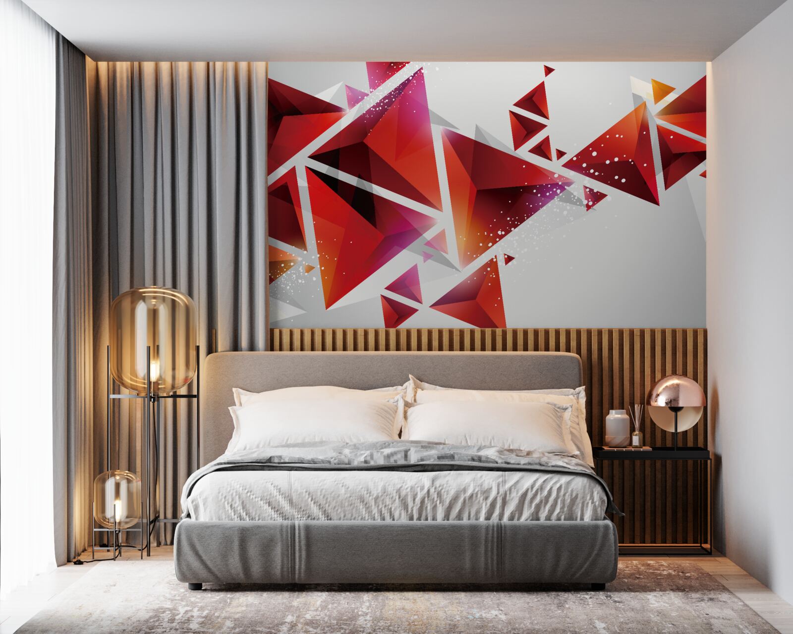 Fototapet triunghiuri cu mult roșu