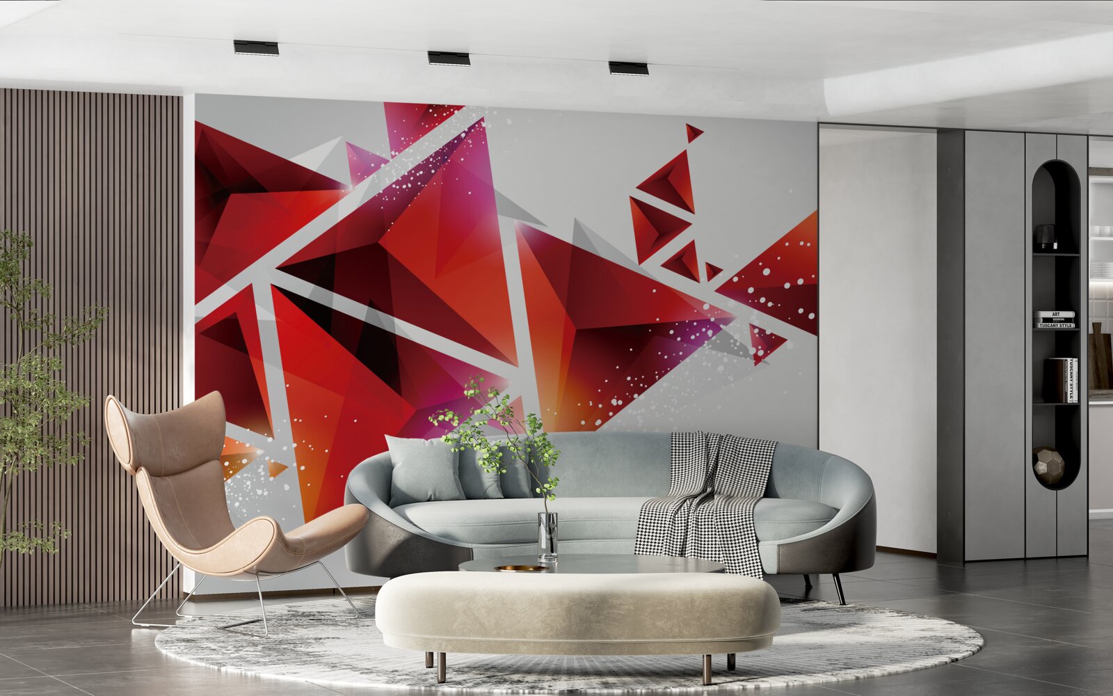 Fototapet triunghiuri cu mult roșu