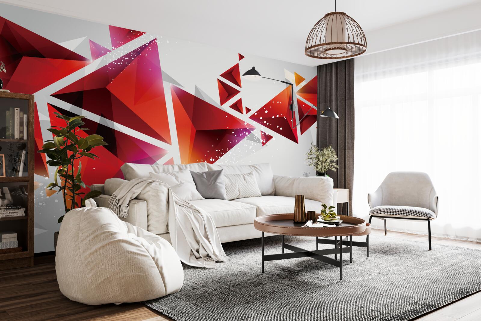 Fototapet triunghiuri cu mult roșu