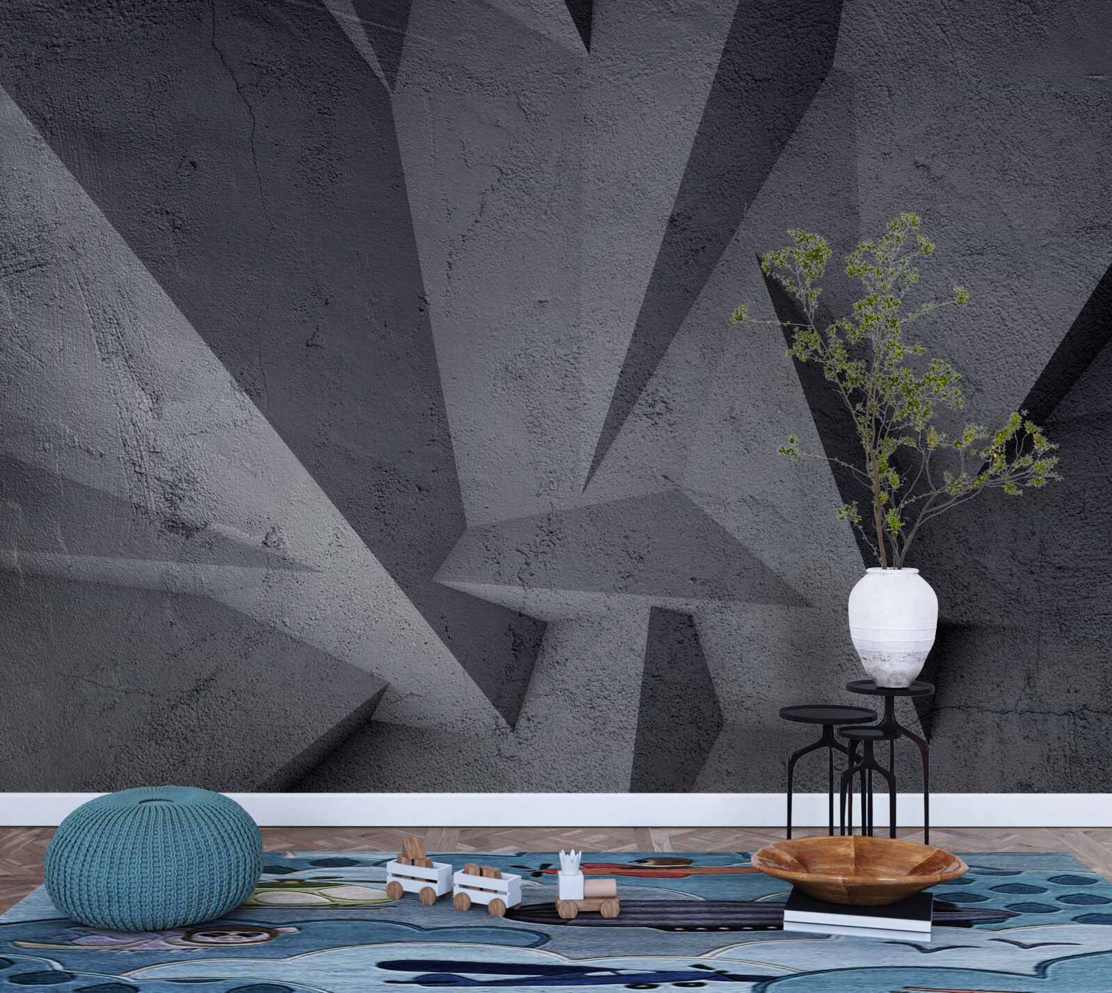 Fototapet geometrie neagră în spațiul 3d