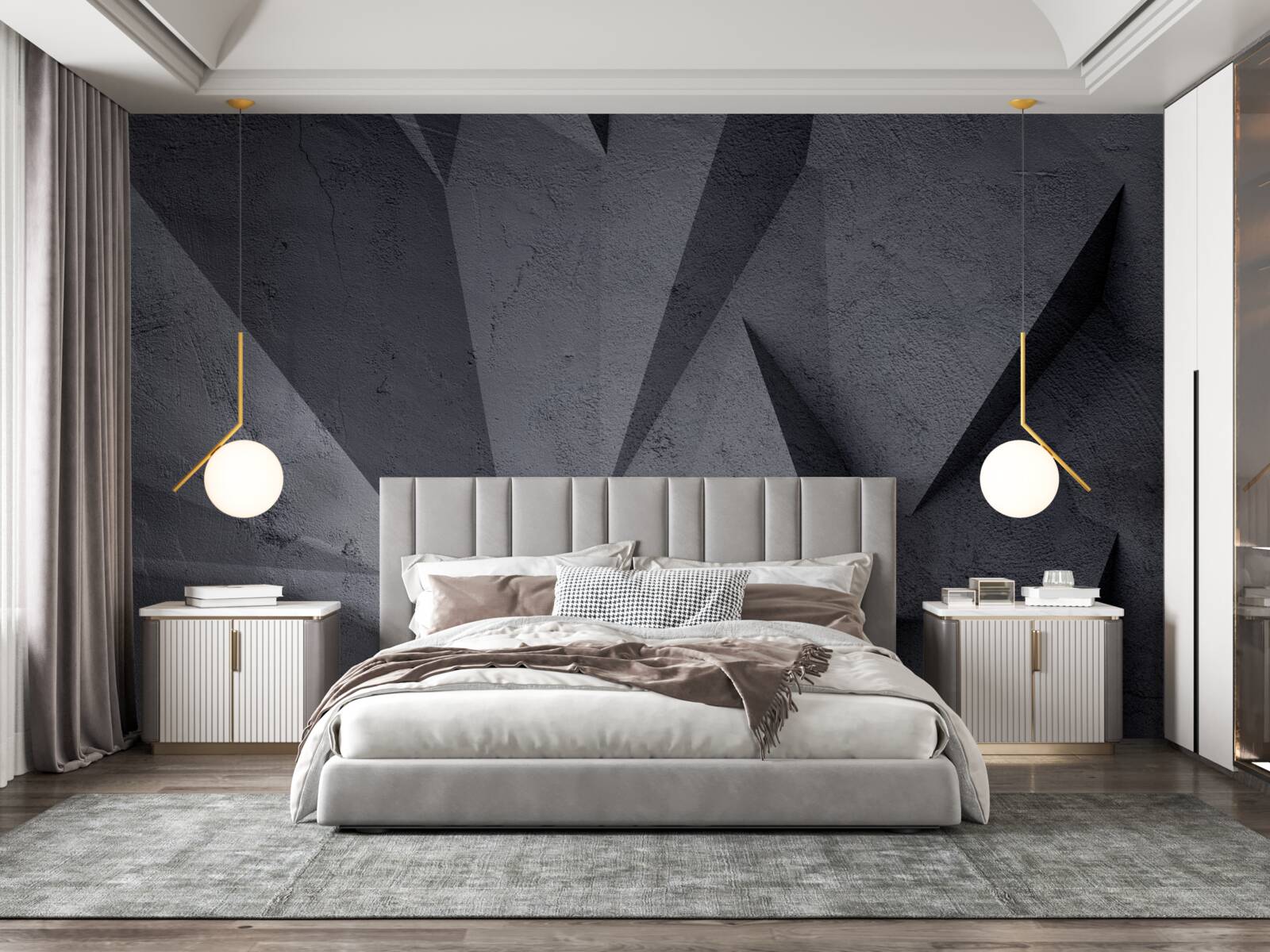 Fototapet geometrie neagră în spațiul 3d