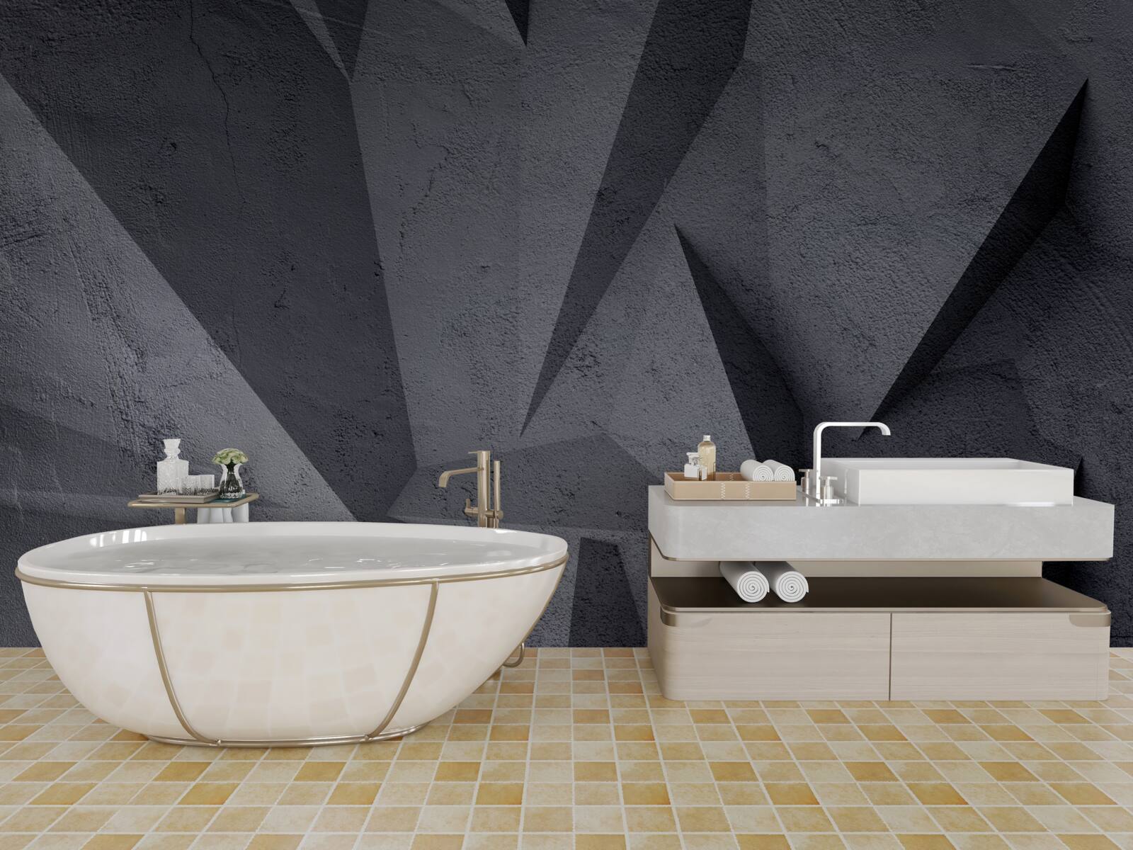 Fototapet geometrie neagră în spațiul 3d