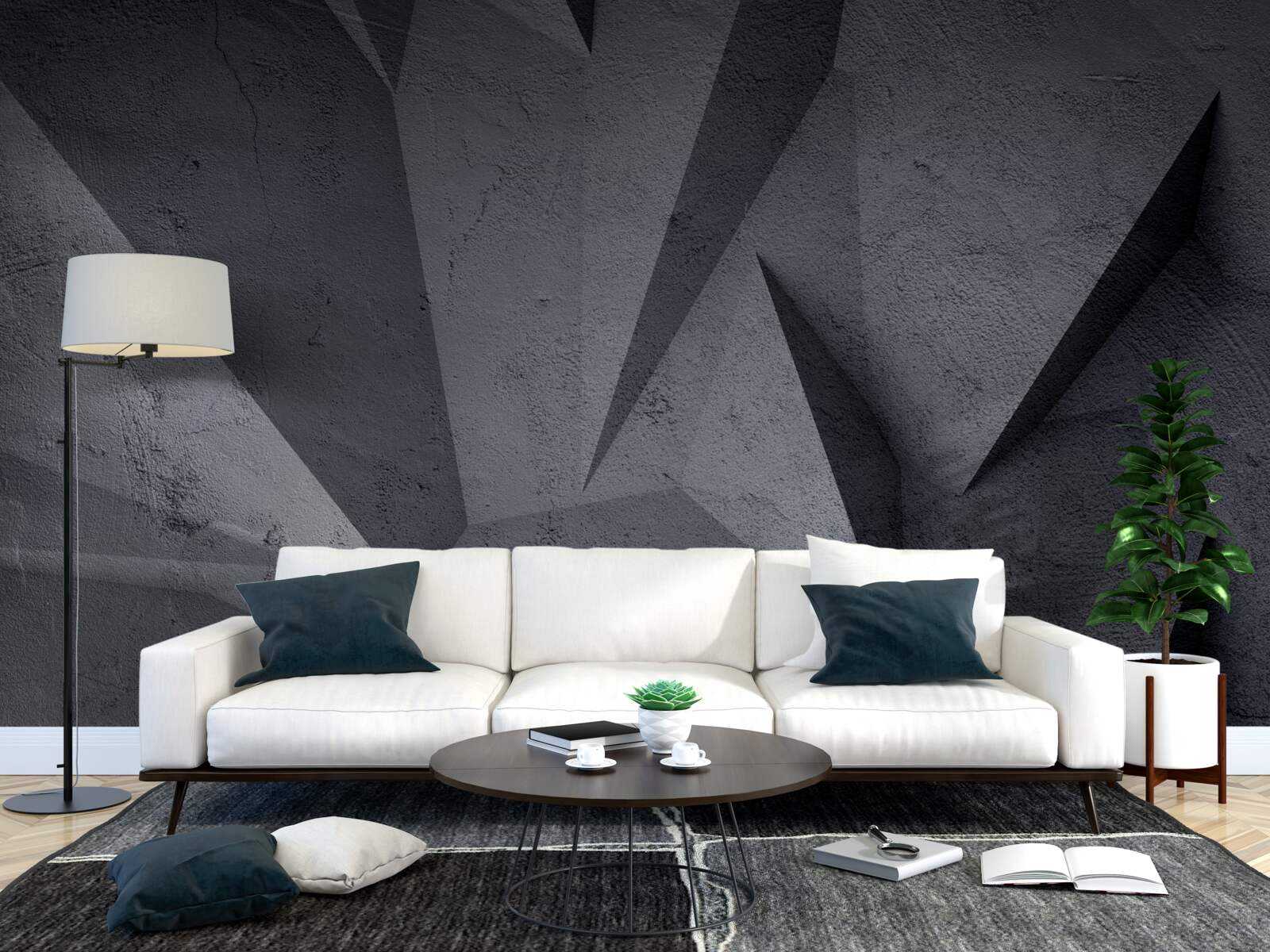 Fototapet geometrie neagră în spațiul 3d