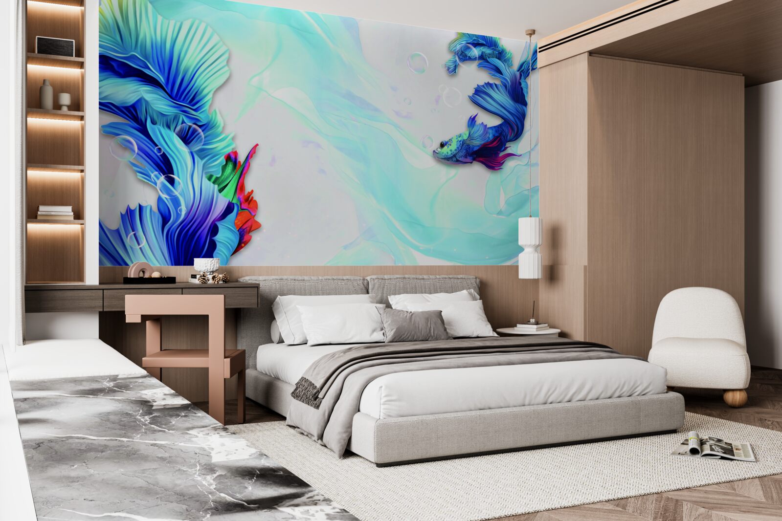 Fototapet Mediul acvatic găzduiește pești cu coadă albastră