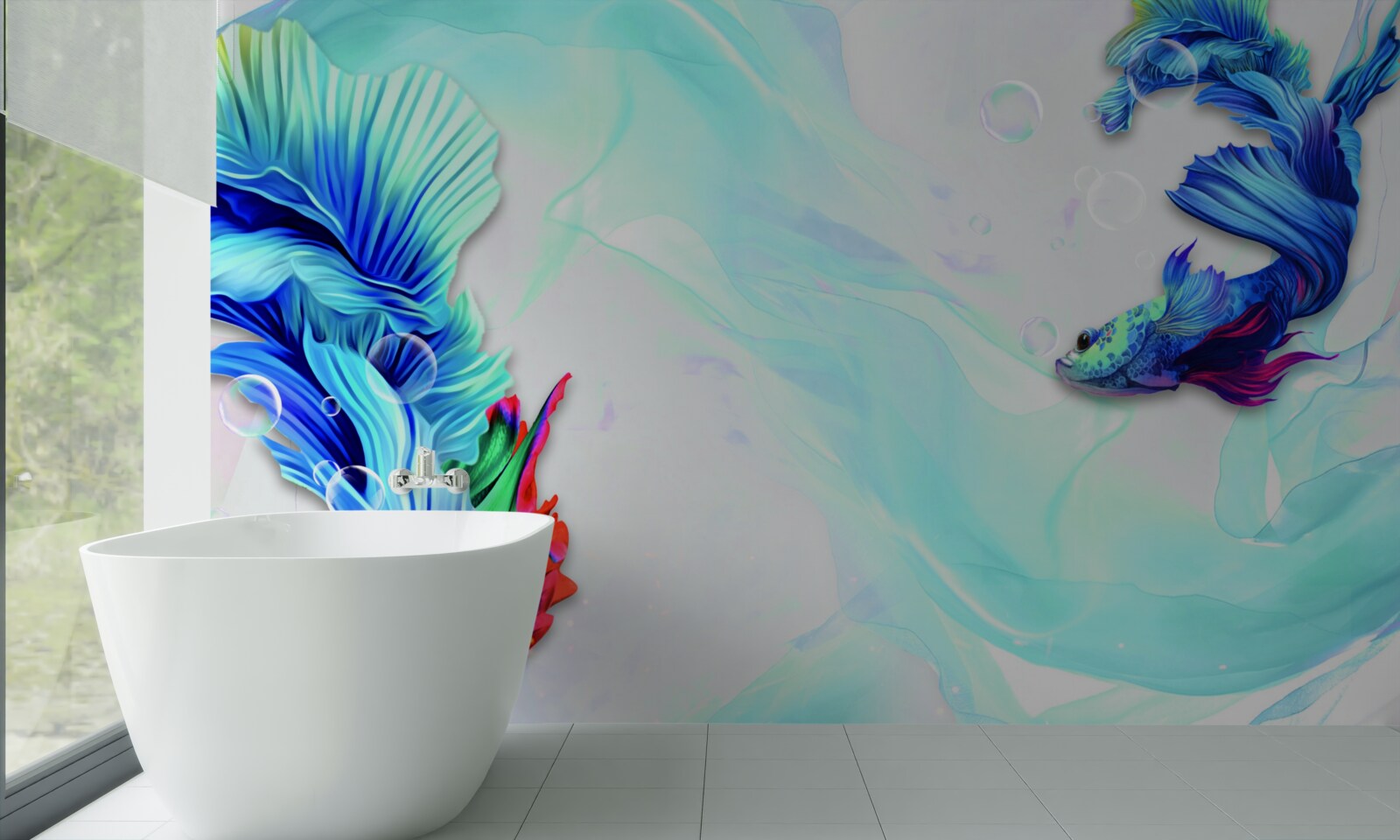 Fototapet Mediul acvatic găzduiește pești cu coadă albastră