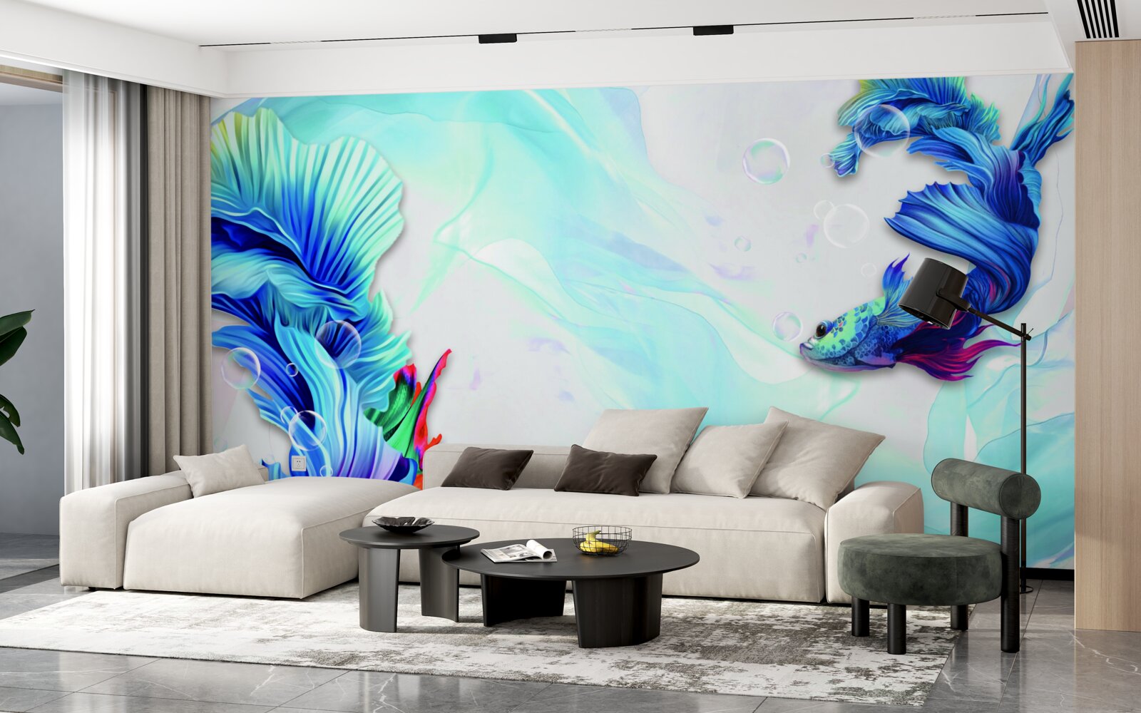 Fototapet Mediul acvatic găzduiește pești cu coadă albastră