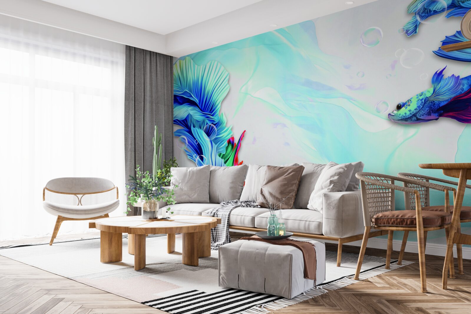 Fototapet Mediul acvatic găzduiește pești cu coadă albastră