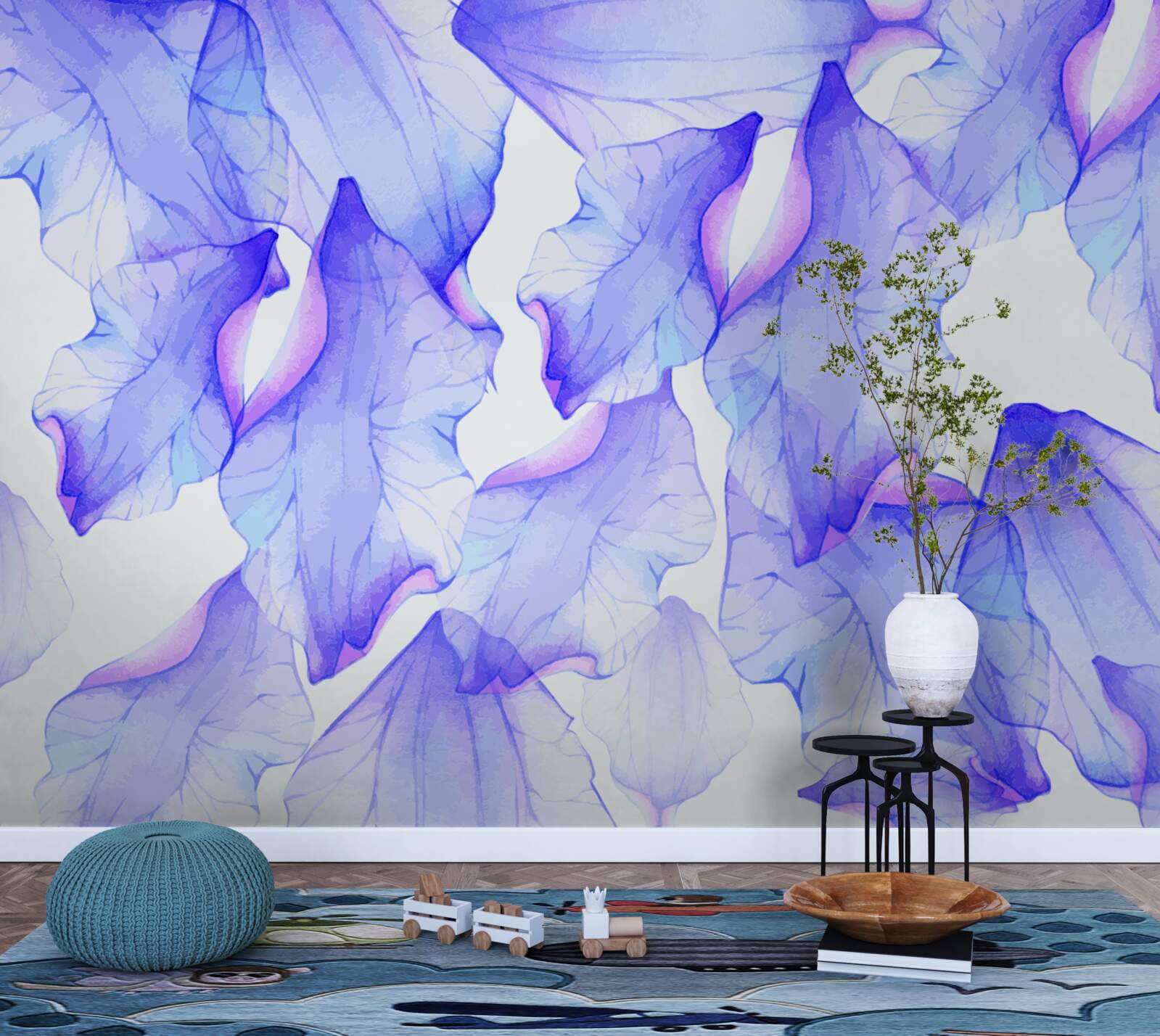 Fototapet boboci de flori cu o nuanță violet transparent