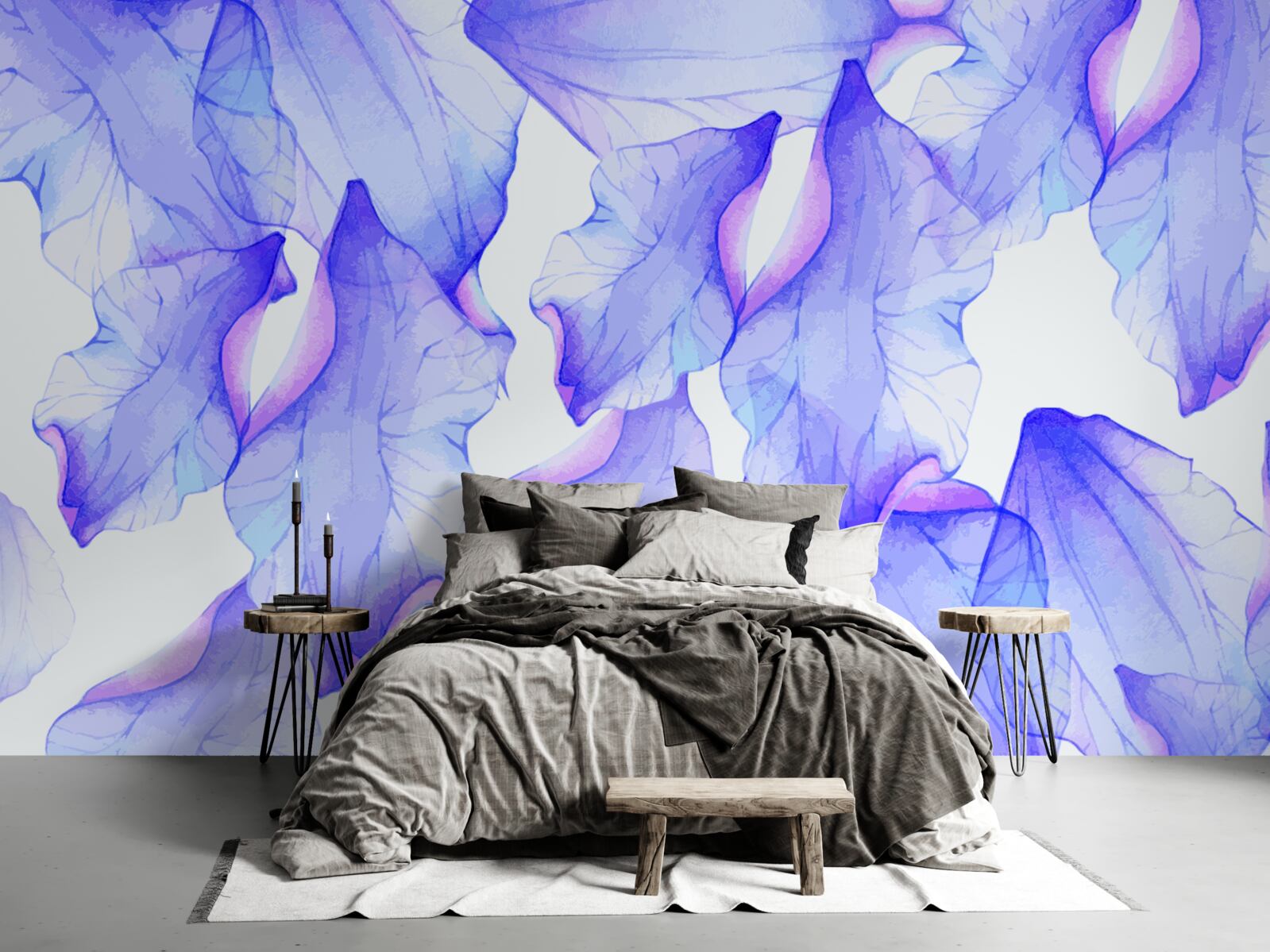 Fototapet boboci de flori cu o nuanță violet transparent