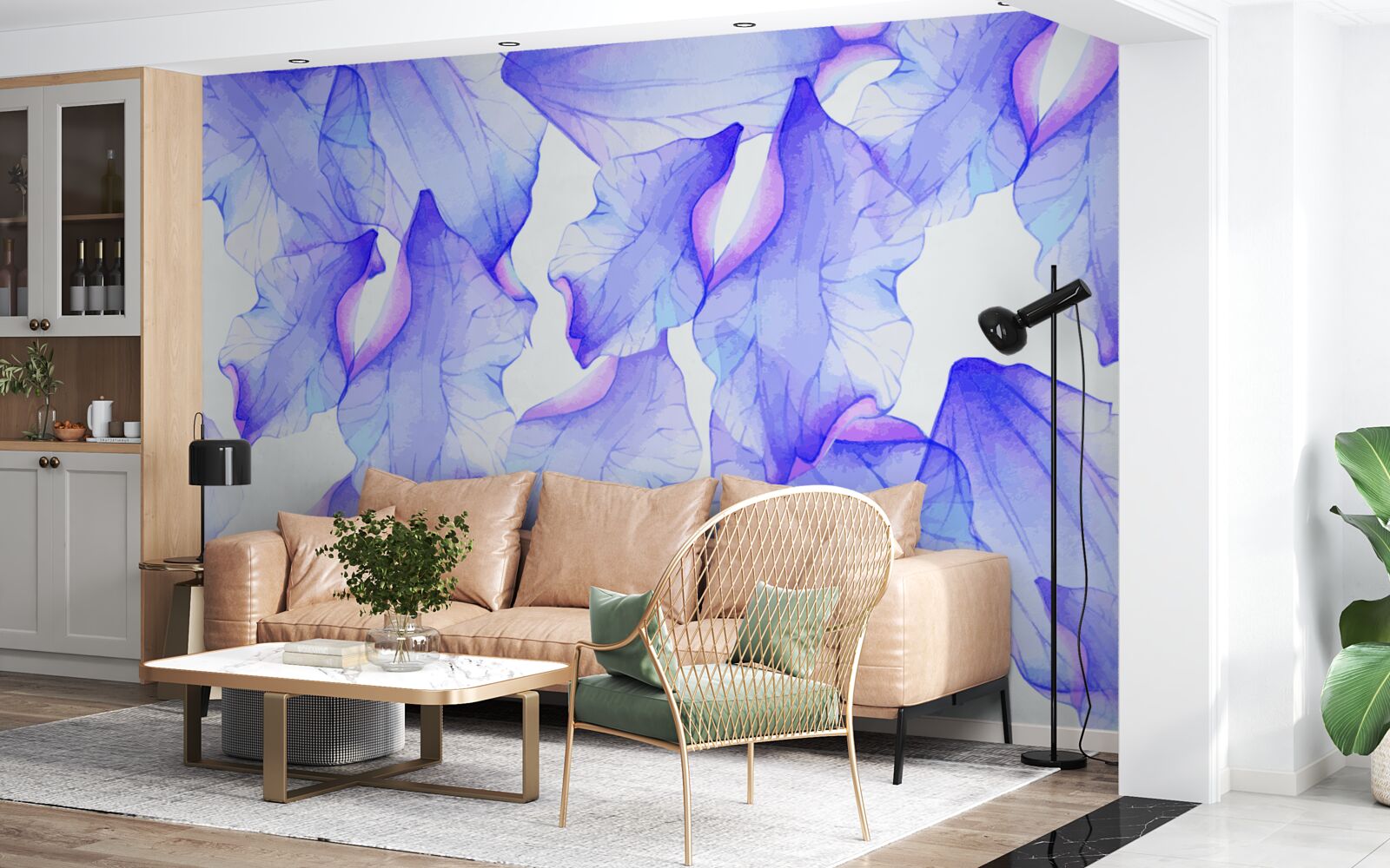 Fototapet boboci de flori cu o nuanță violet transparent