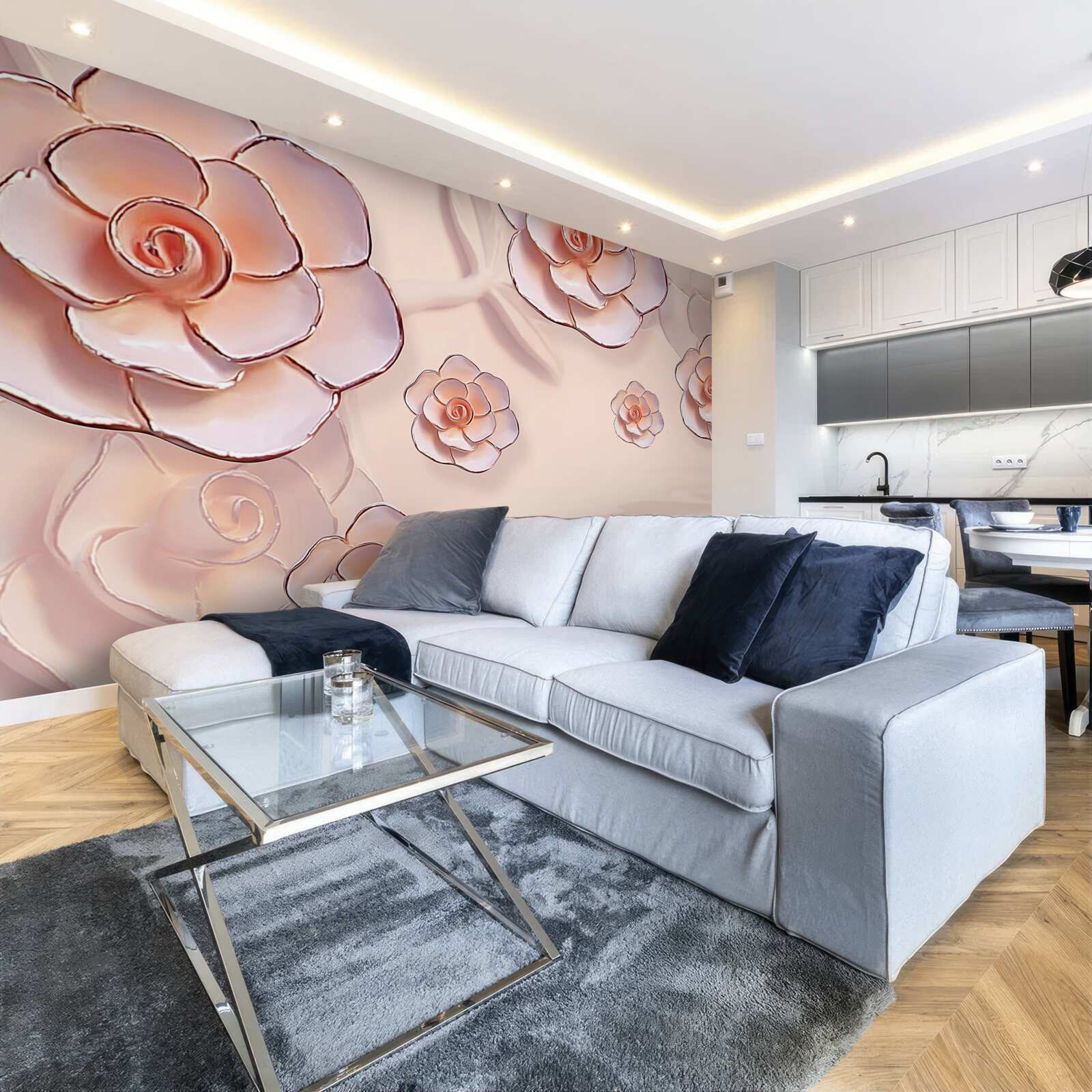 Fototapet trandafiri roz de porțelan