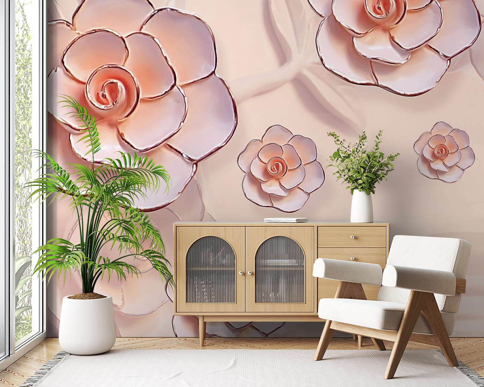 Fototapet trandafiri roz de porțelan