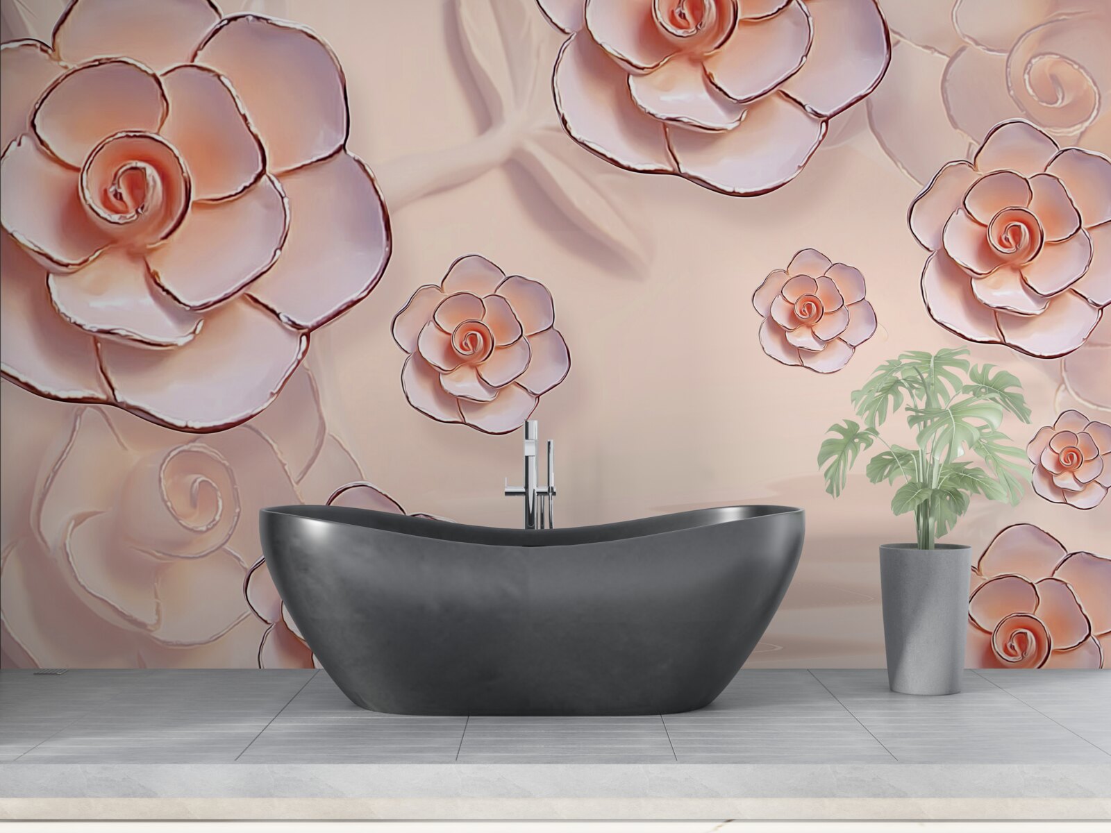 Fototapet trandafiri roz de porțelan