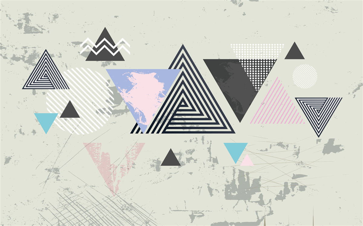 Fototapet forme triunghiulare pe un fundal gri