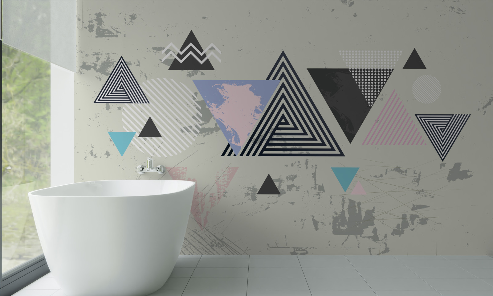 Fototapet forme triunghiulare pe un fundal gri
