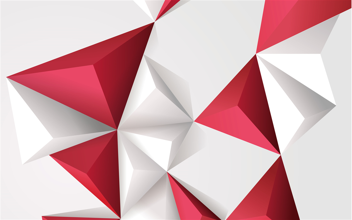 Fototapet triunghiuri în alb și roșu cu volum