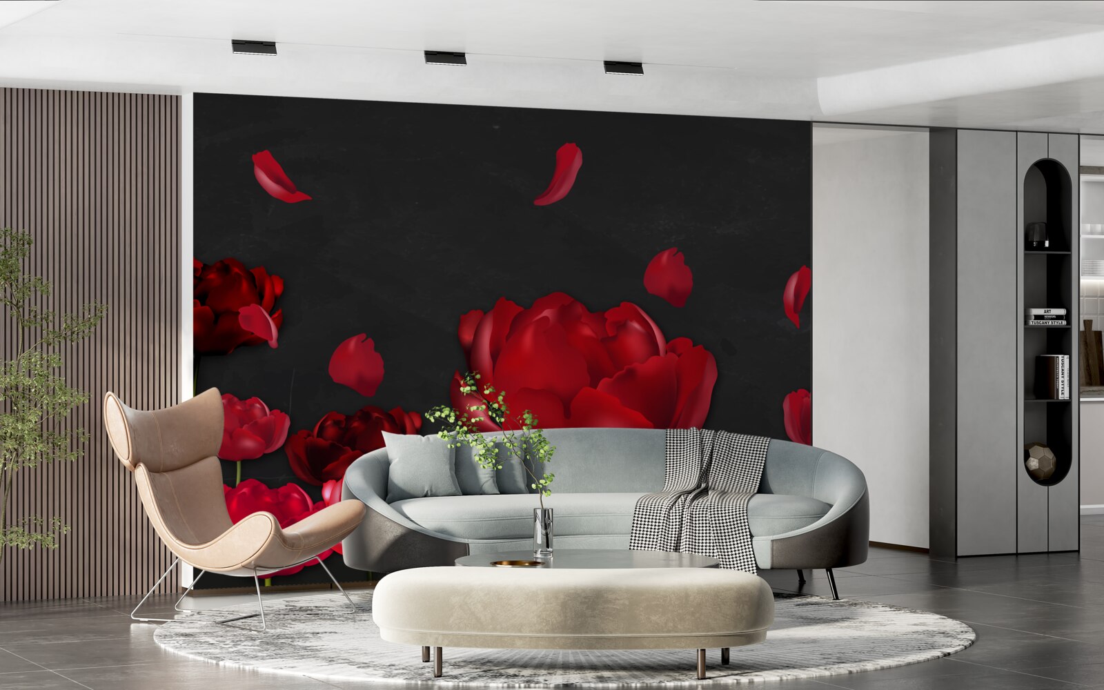 Fototapet trandafiri roșii care cad