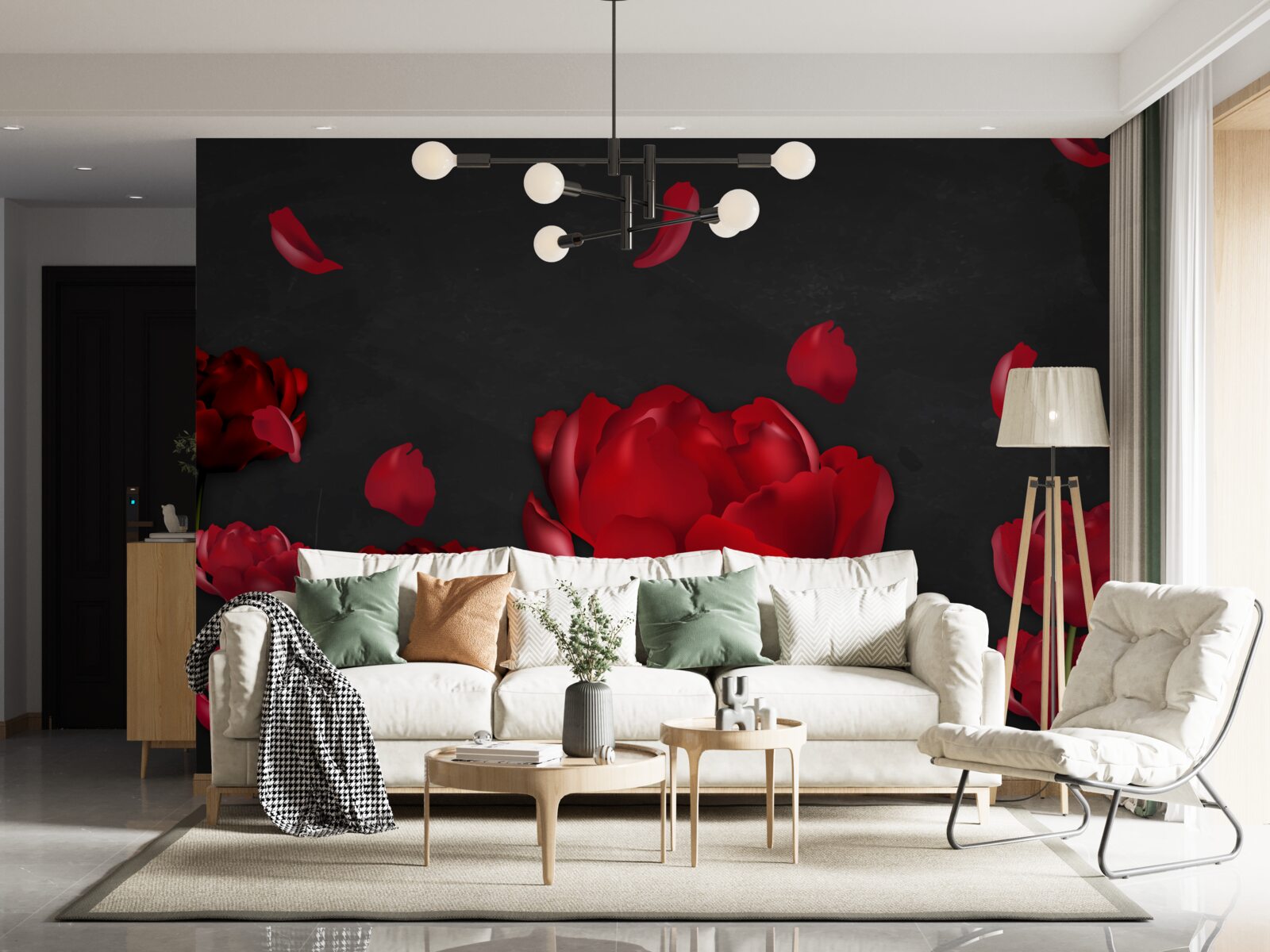 Fototapet trandafiri roșii care cad