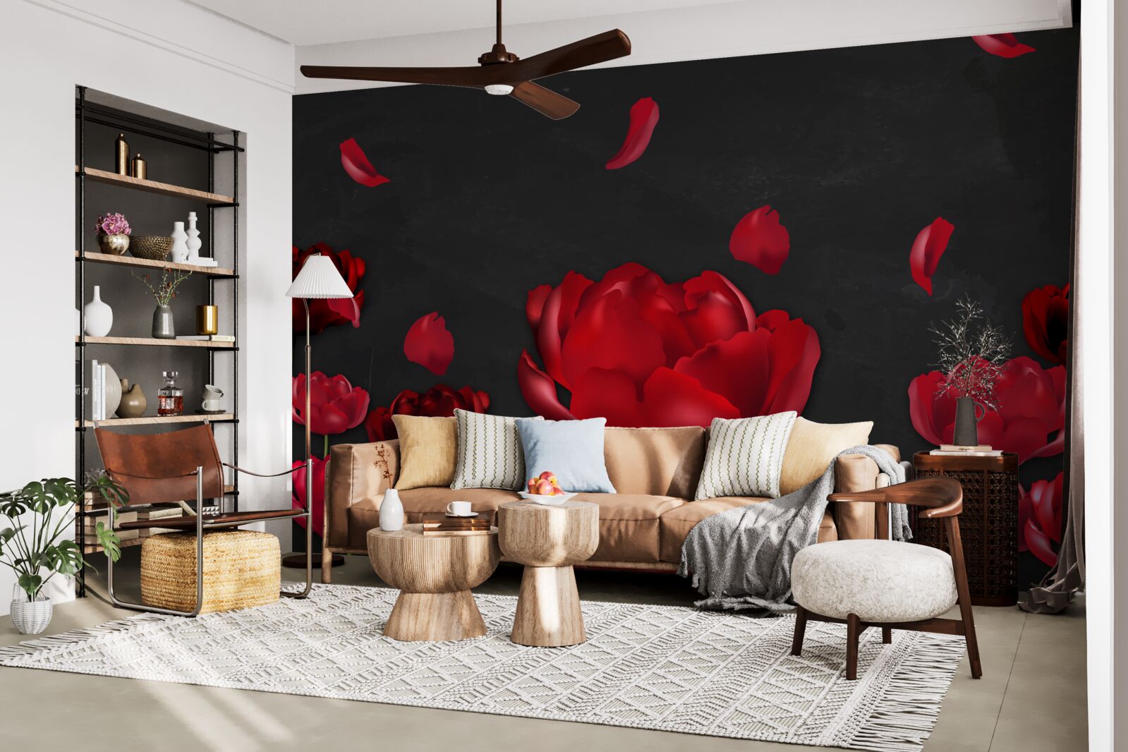 Fototapet trandafiri roșii care cad