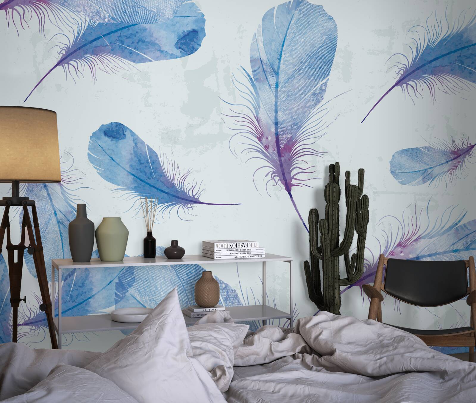 Fototapet penele albastre sunt pe un fundal alb