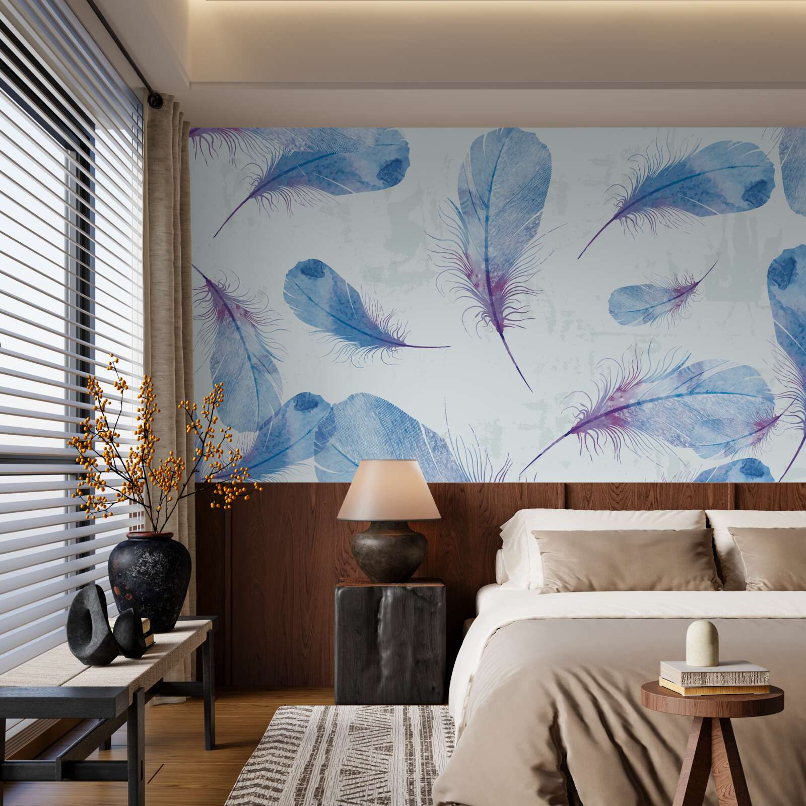 Fototapet penele albastre sunt pe un fundal alb