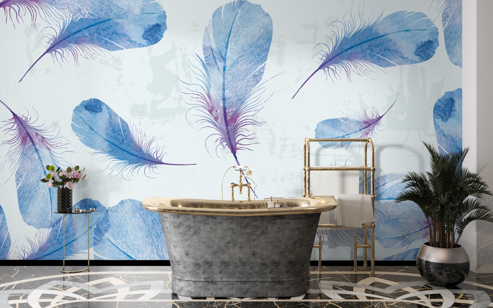 Fototapet penele albastre sunt pe un fundal alb