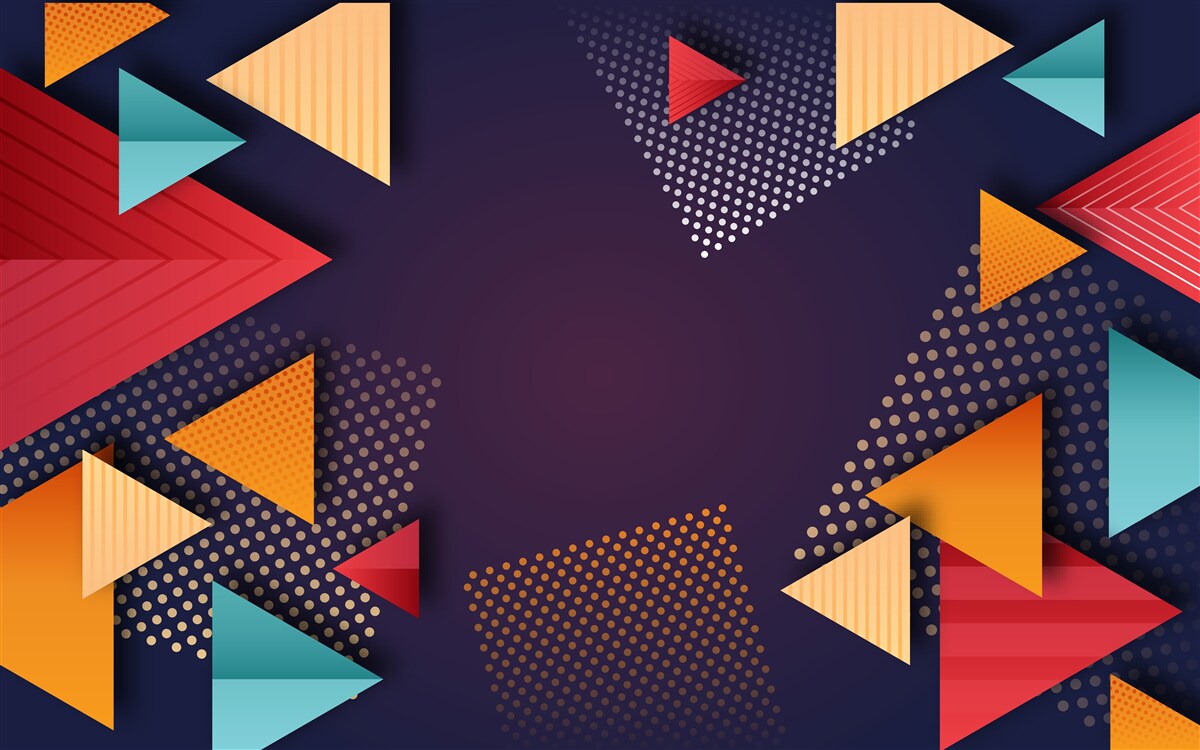 Fototapet triunghiuri în diferite nuanțe pe un fundal violet