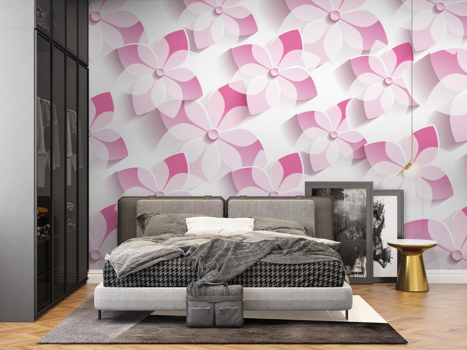 Fototapet fundal în nuanțe florale roz