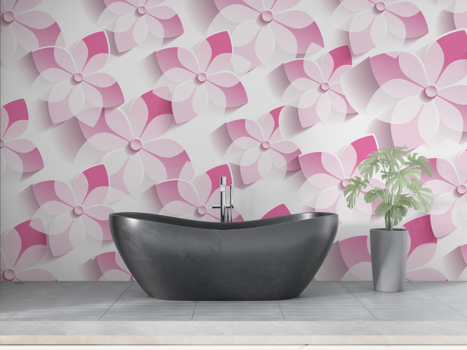 Fototapet fundal în nuanțe florale roz