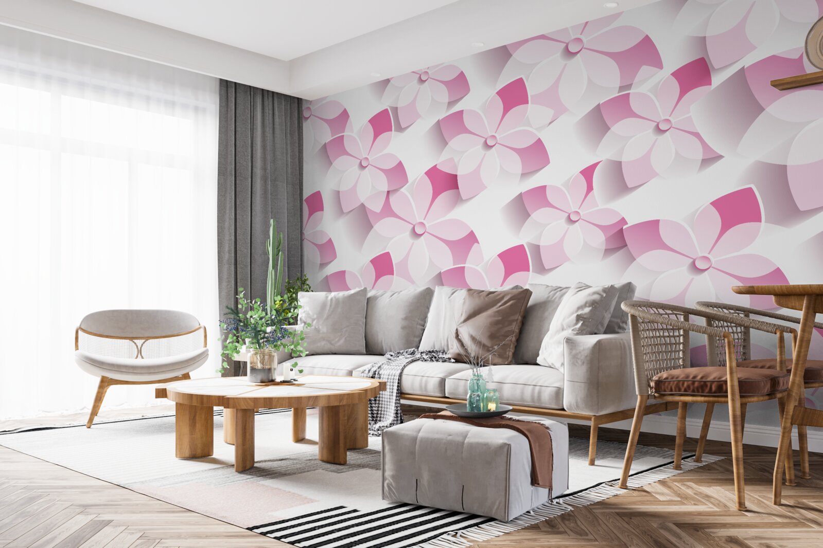 Fototapet fundal în nuanțe florale roz