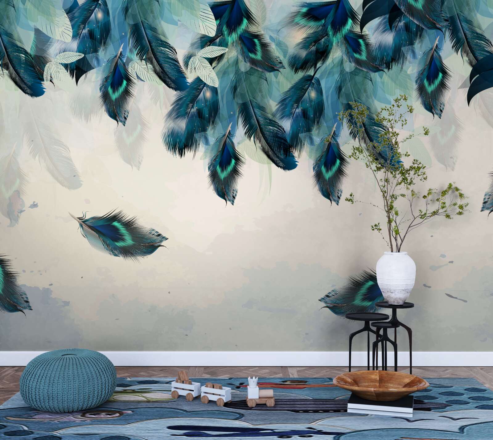 Fototapet pături pufoase de întuneric care zboară