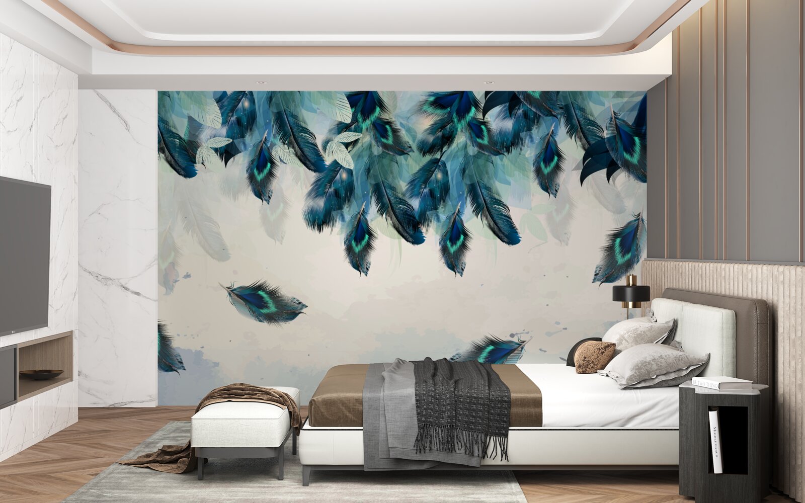 Fototapet pături pufoase de întuneric care zboară