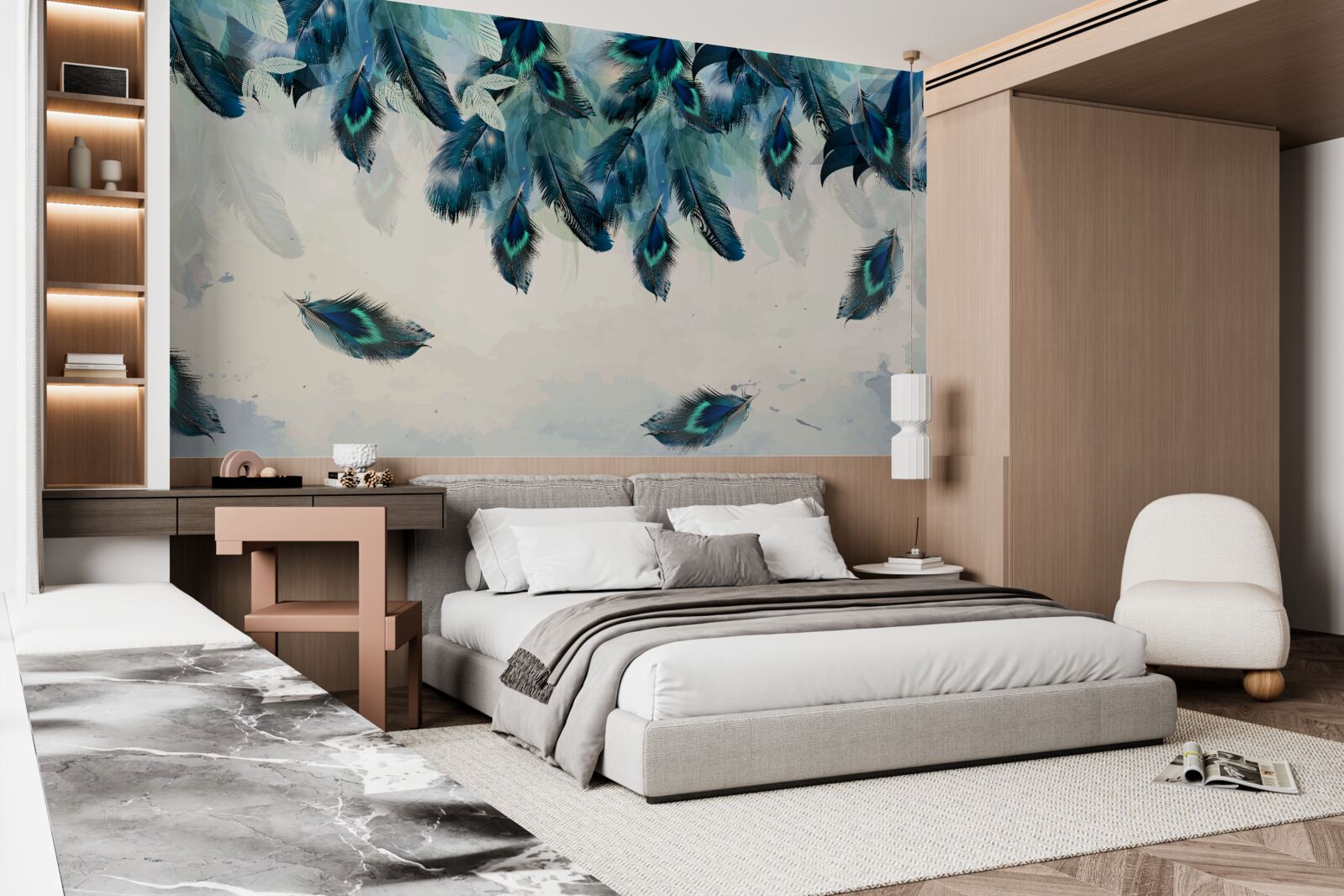 Fototapet pături pufoase de întuneric care zboară