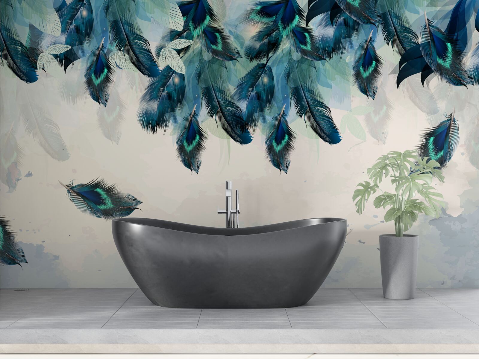 Fototapet pături pufoase de întuneric care zboară