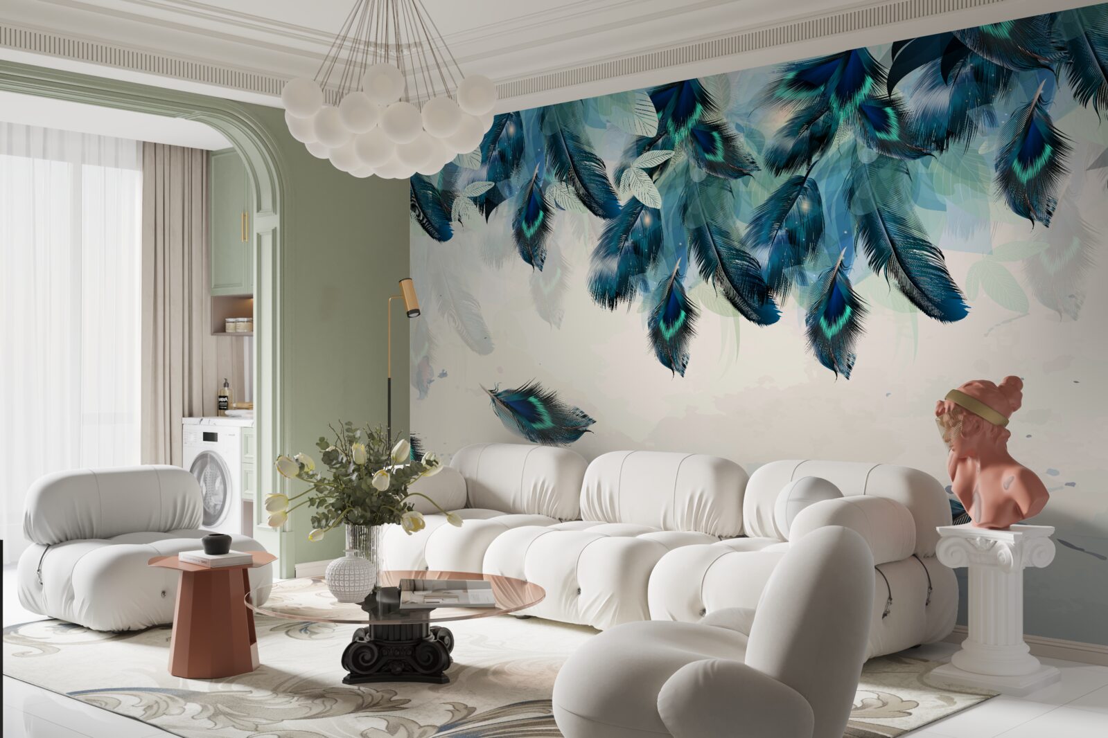 Fototapet pături pufoase de întuneric care zboară