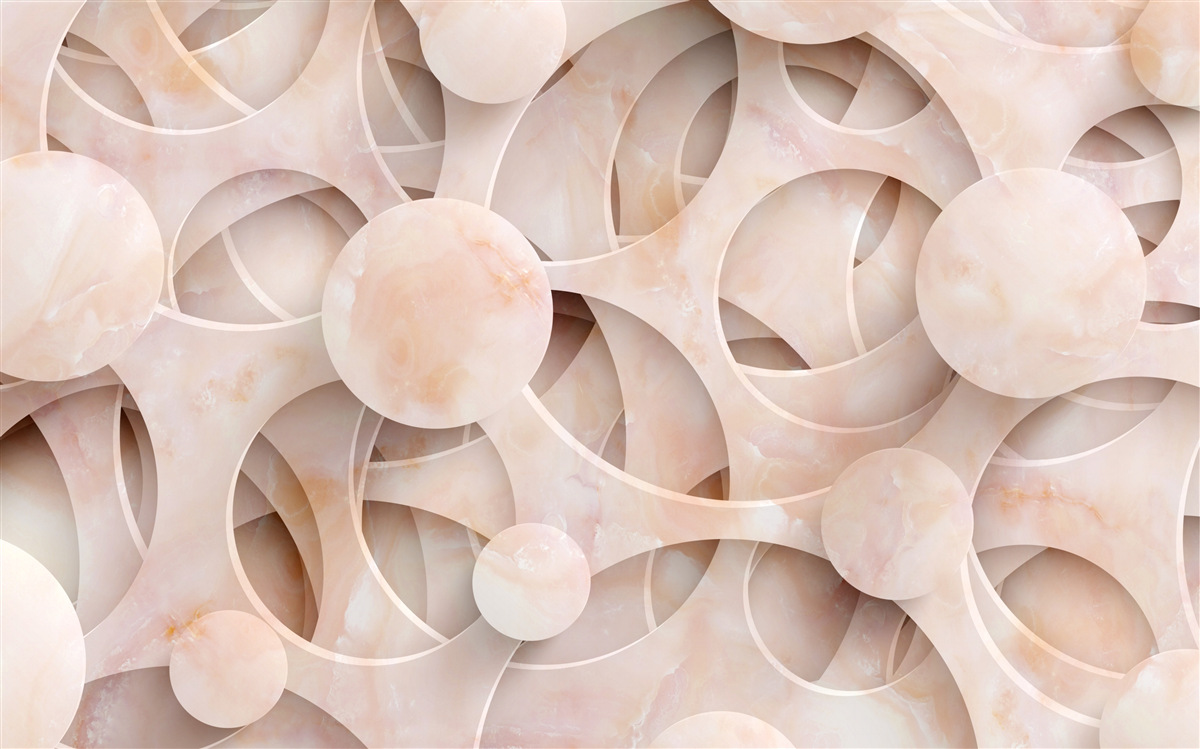 Fototapet forme rotunjite și linii curbe pe un fundal roz