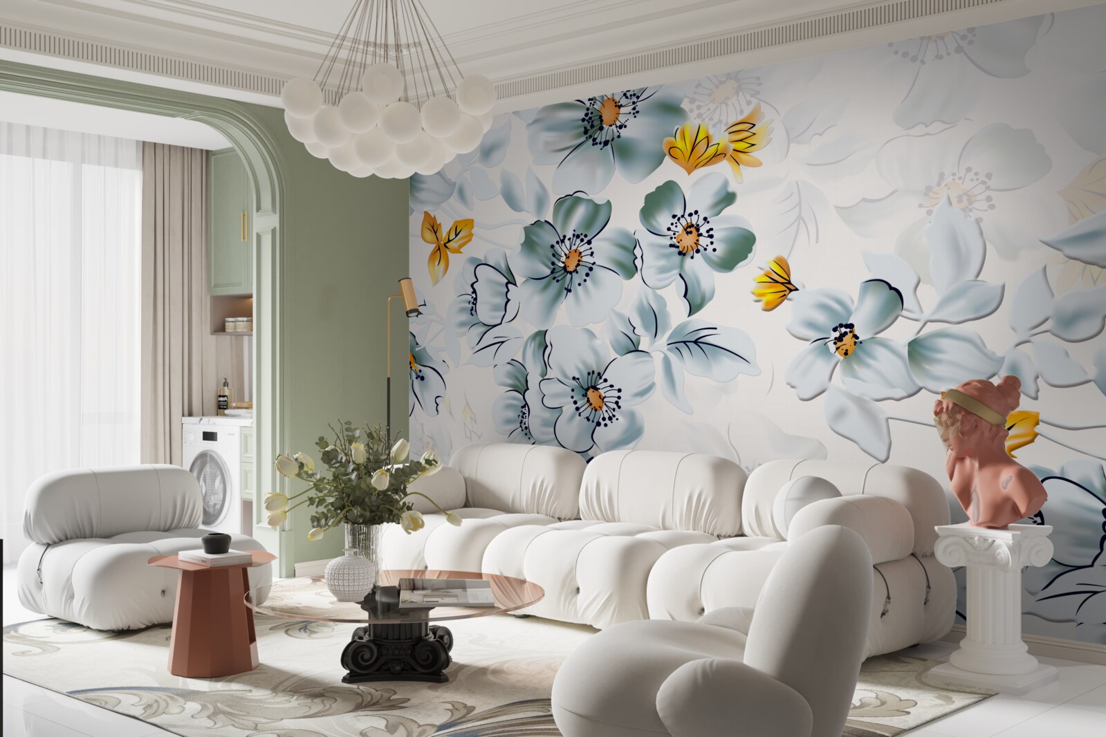 Fototapet flori deschise cu tandrețe