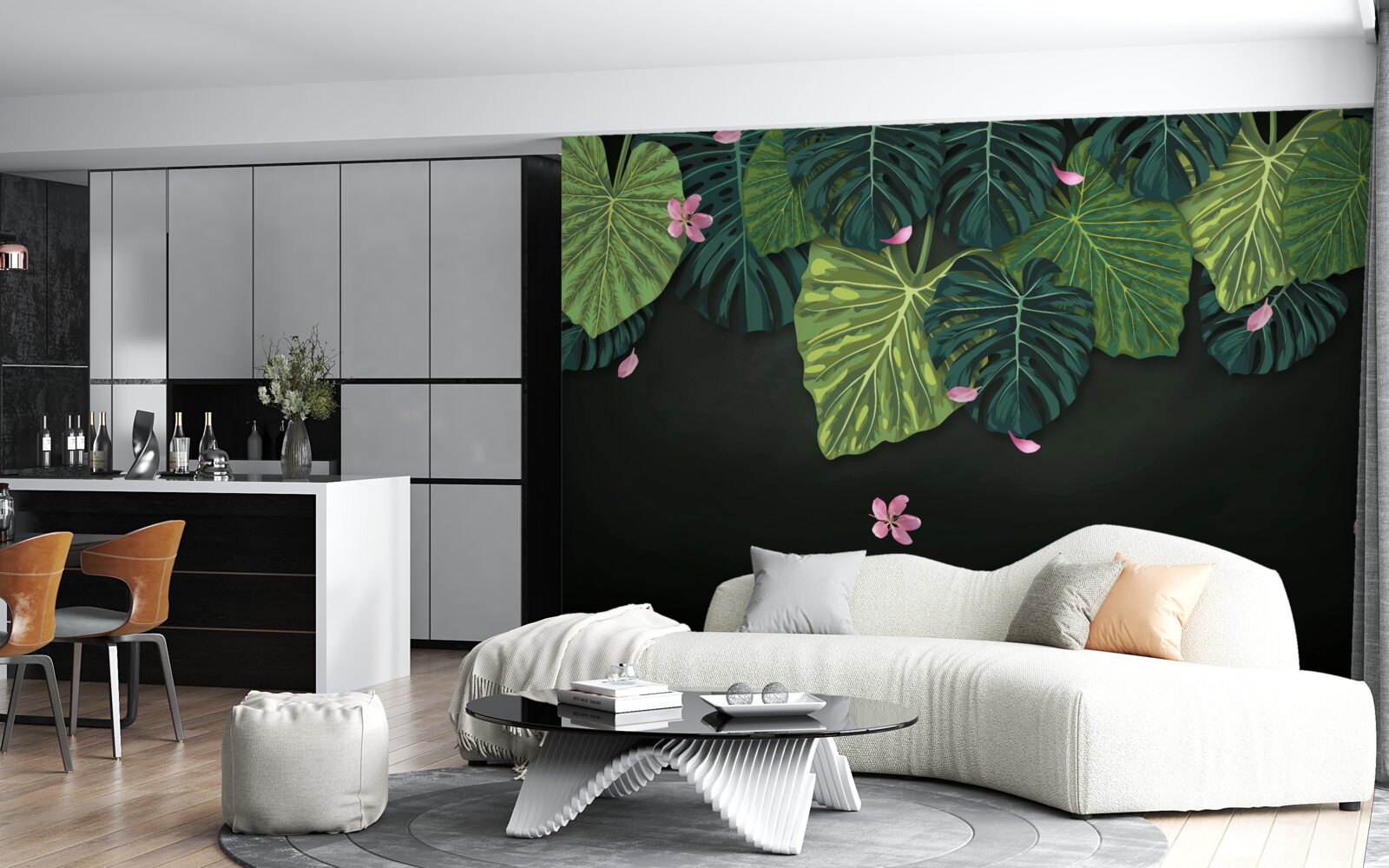 Fototapet frunze tropicale noaptea