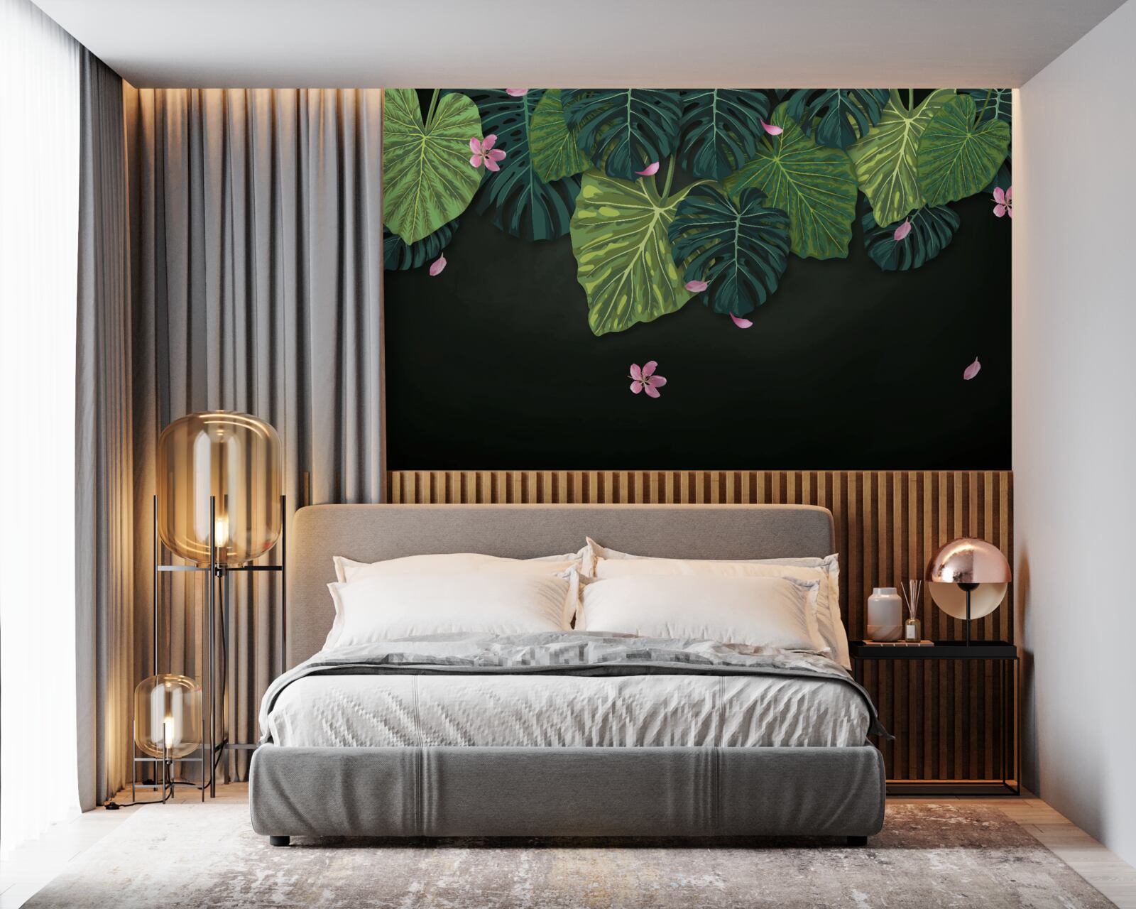 Fototapet frunze tropicale noaptea