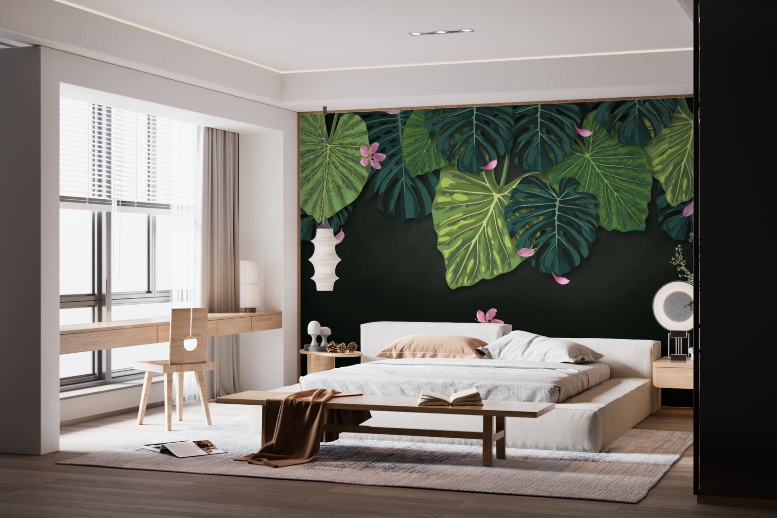 Fototapet frunze tropicale noaptea