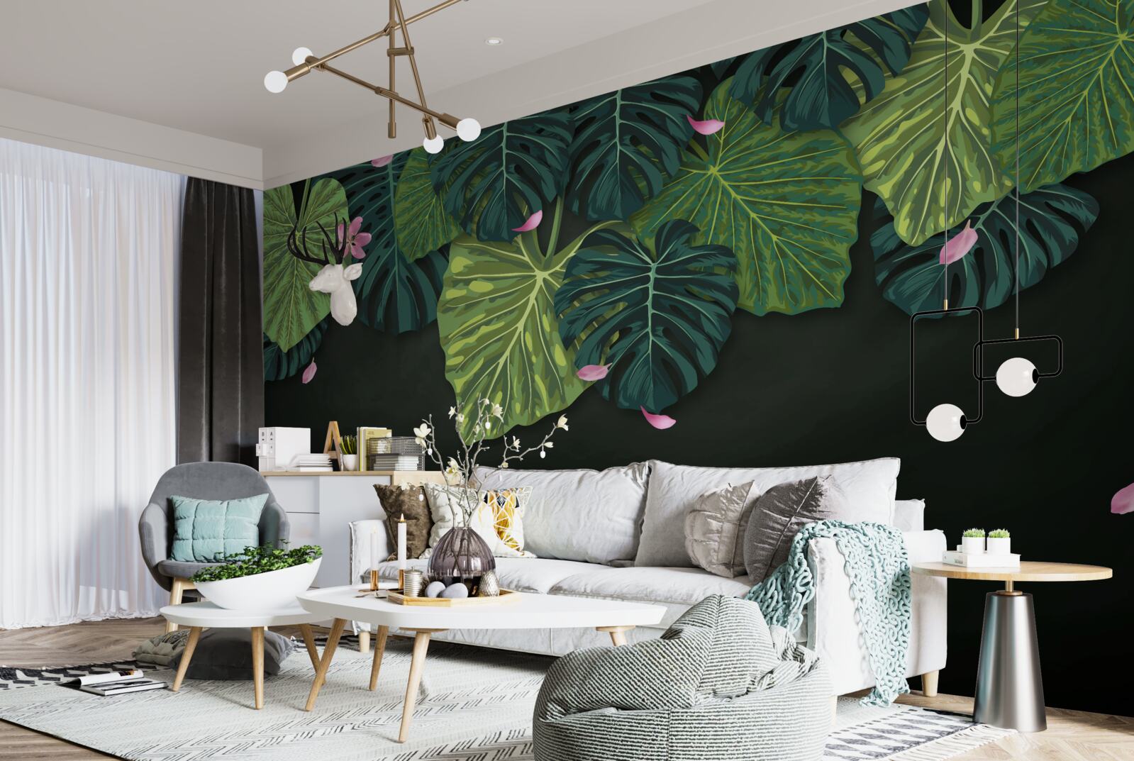 Fototapet frunze tropicale noaptea