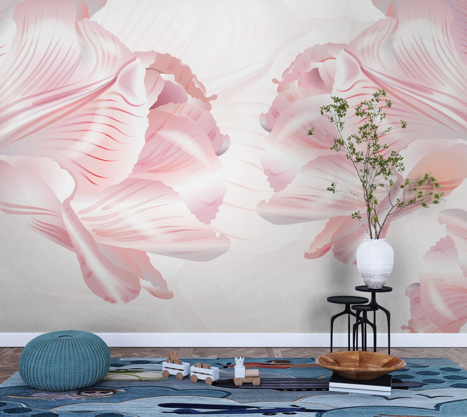 Fototapet lalele roz cu un aer romantic