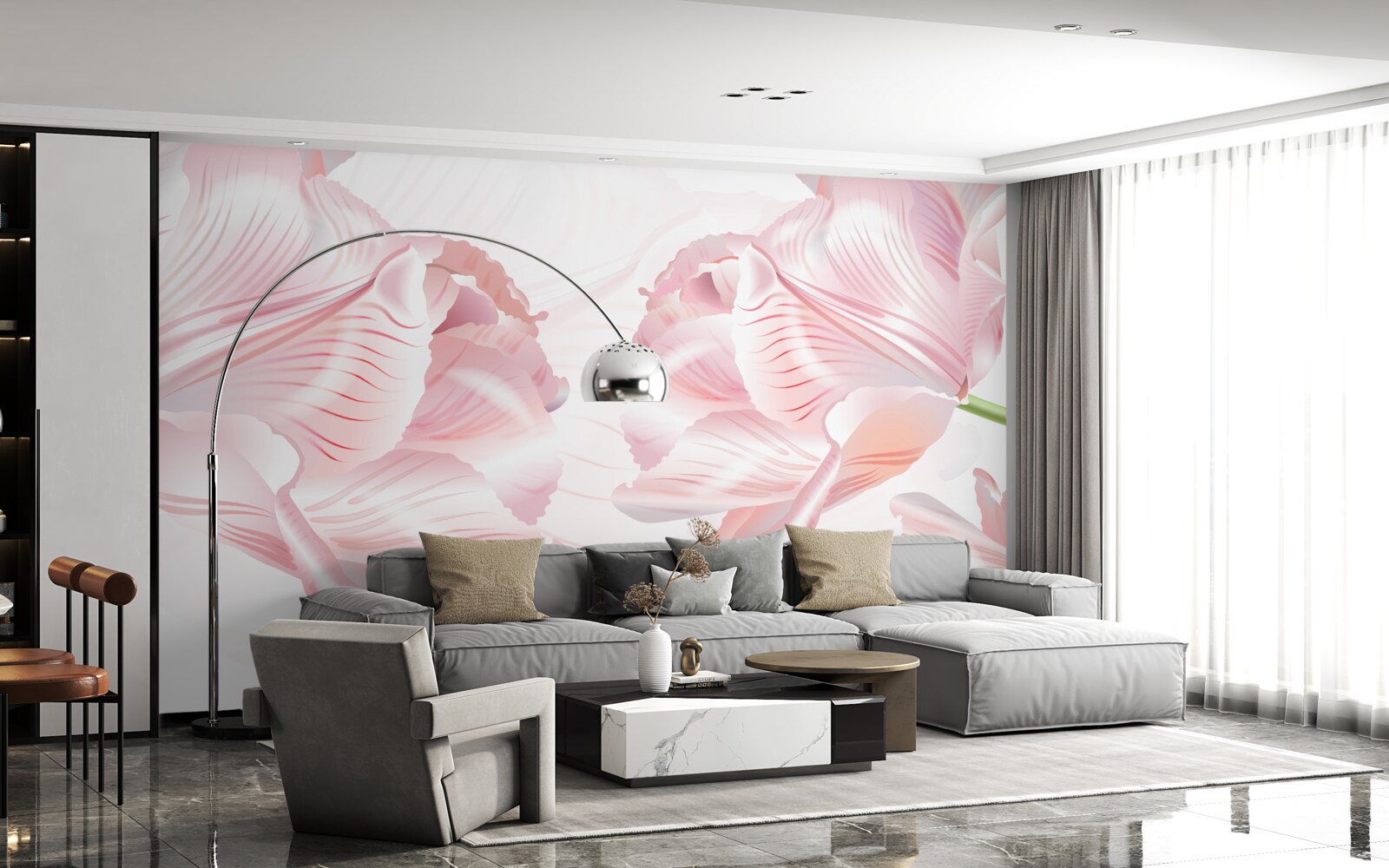 Fototapet lalele roz cu un aer romantic