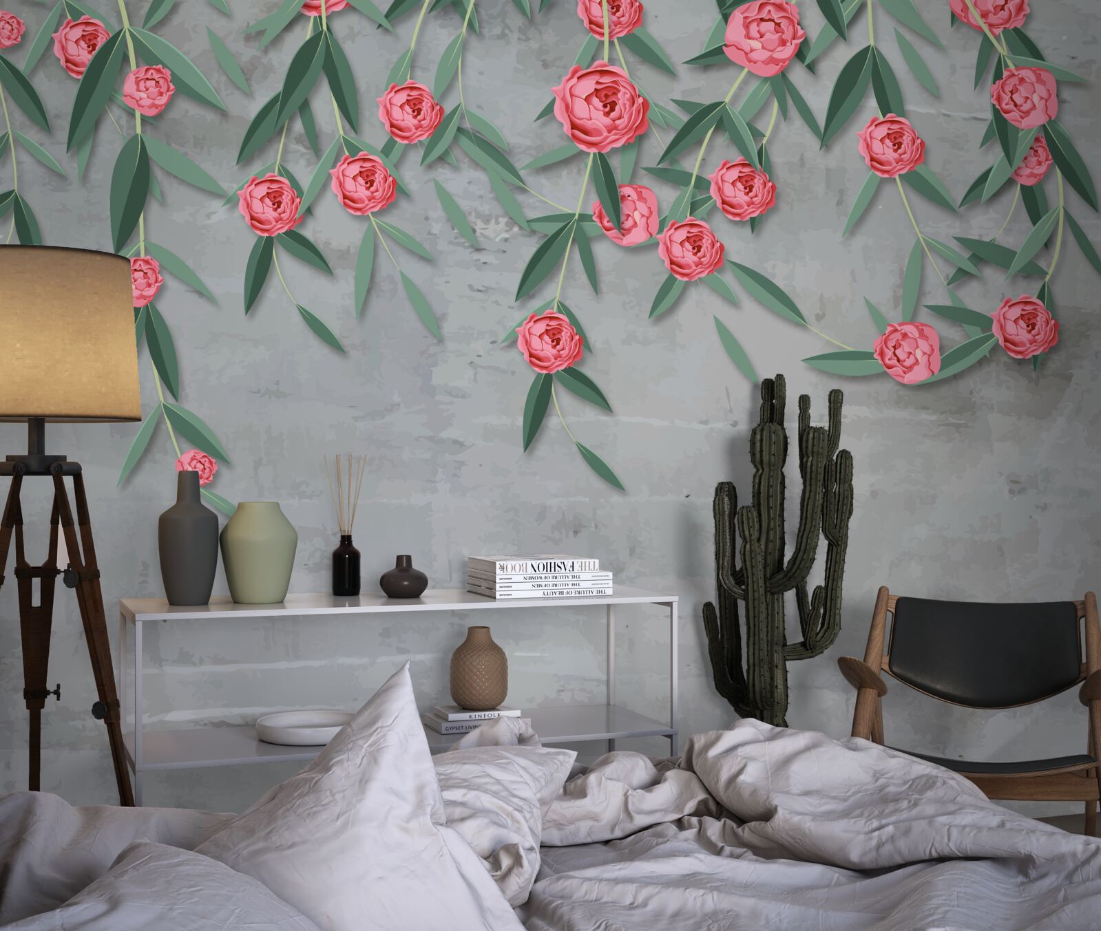 Fototapet nocturnă florală în roz